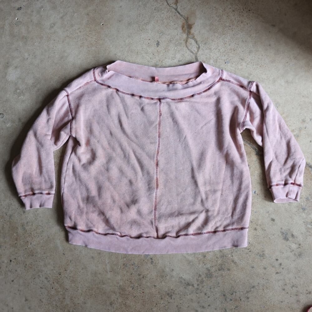 Pilcro Anthropologie Pink Contrast Stitch Sweatshirt Y2K Women's Large Fall